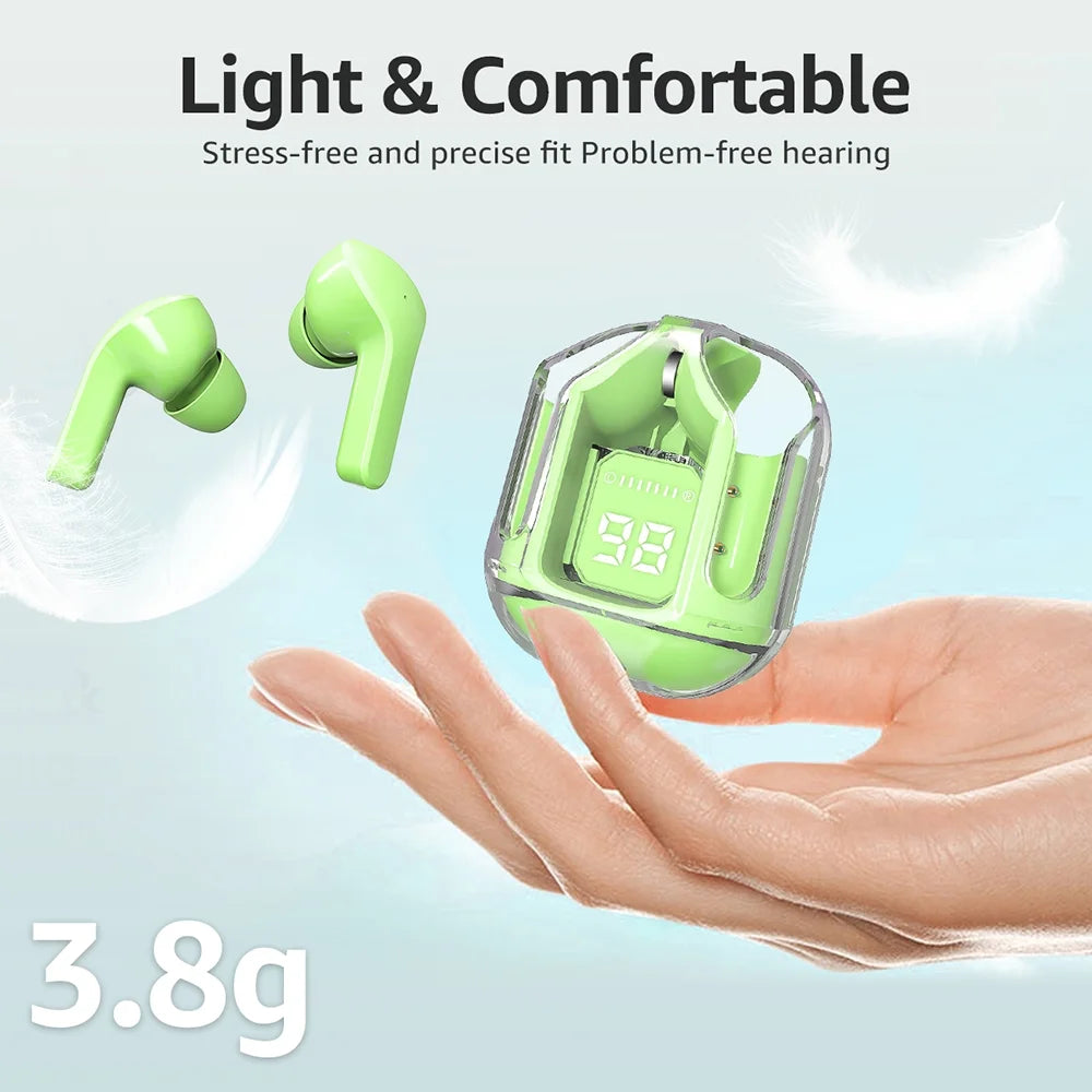 Bluetooth Headphones with Wireless Charging Case,Green