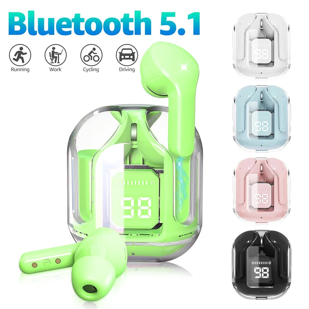 Bluetooth Headphones with Wireless Charging Case,Green