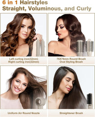 7MAGIC Hair Dryer Brush & 6 in 1 Hair Styler(Gold)