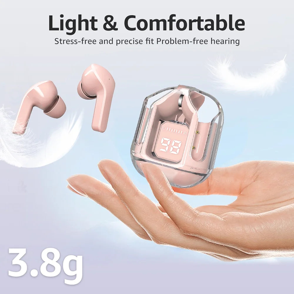 Bluetooth Headphones with Wireless Charging Case,Pink