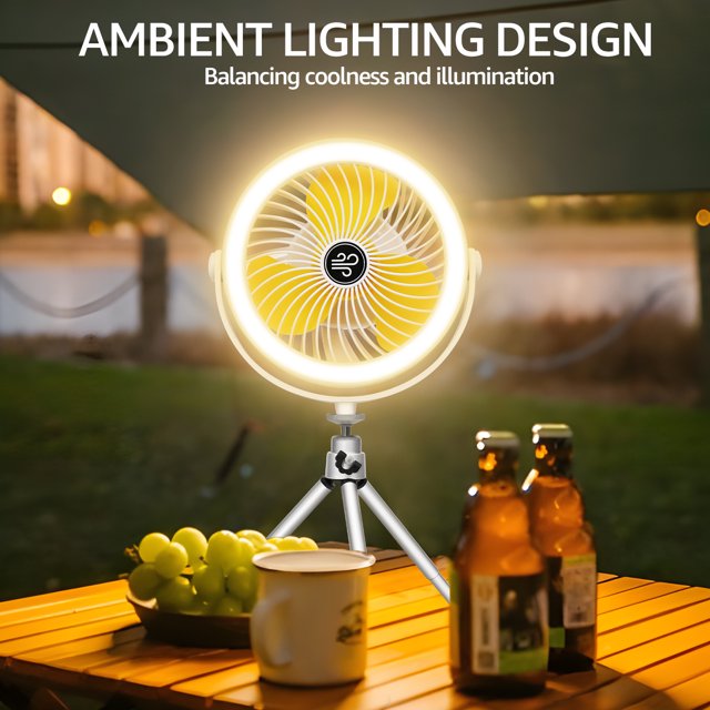 Camping Tent Fan with LED Lantern