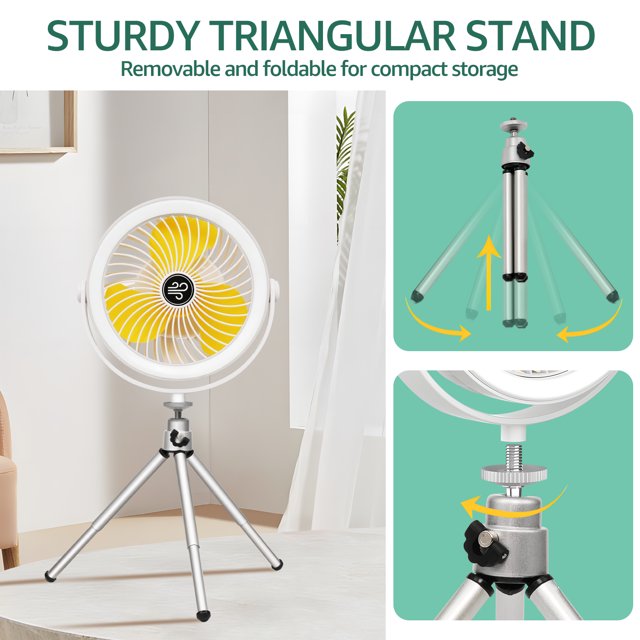 Camping Tent Fan with LED Lantern