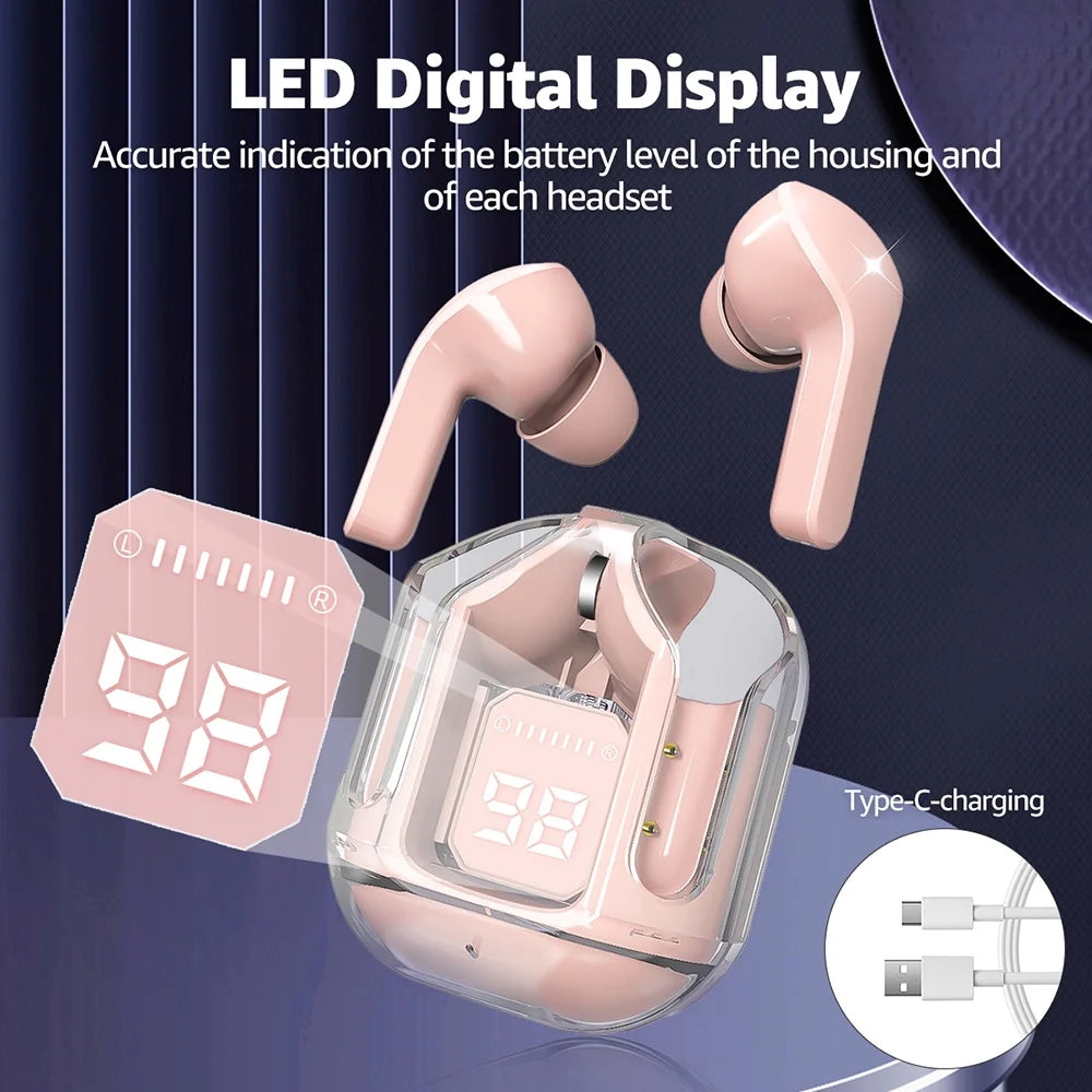 Bluetooth Headphones with Wireless Charging Case,Pink