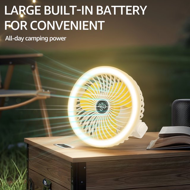 Camping Tent Fan with LED Lantern