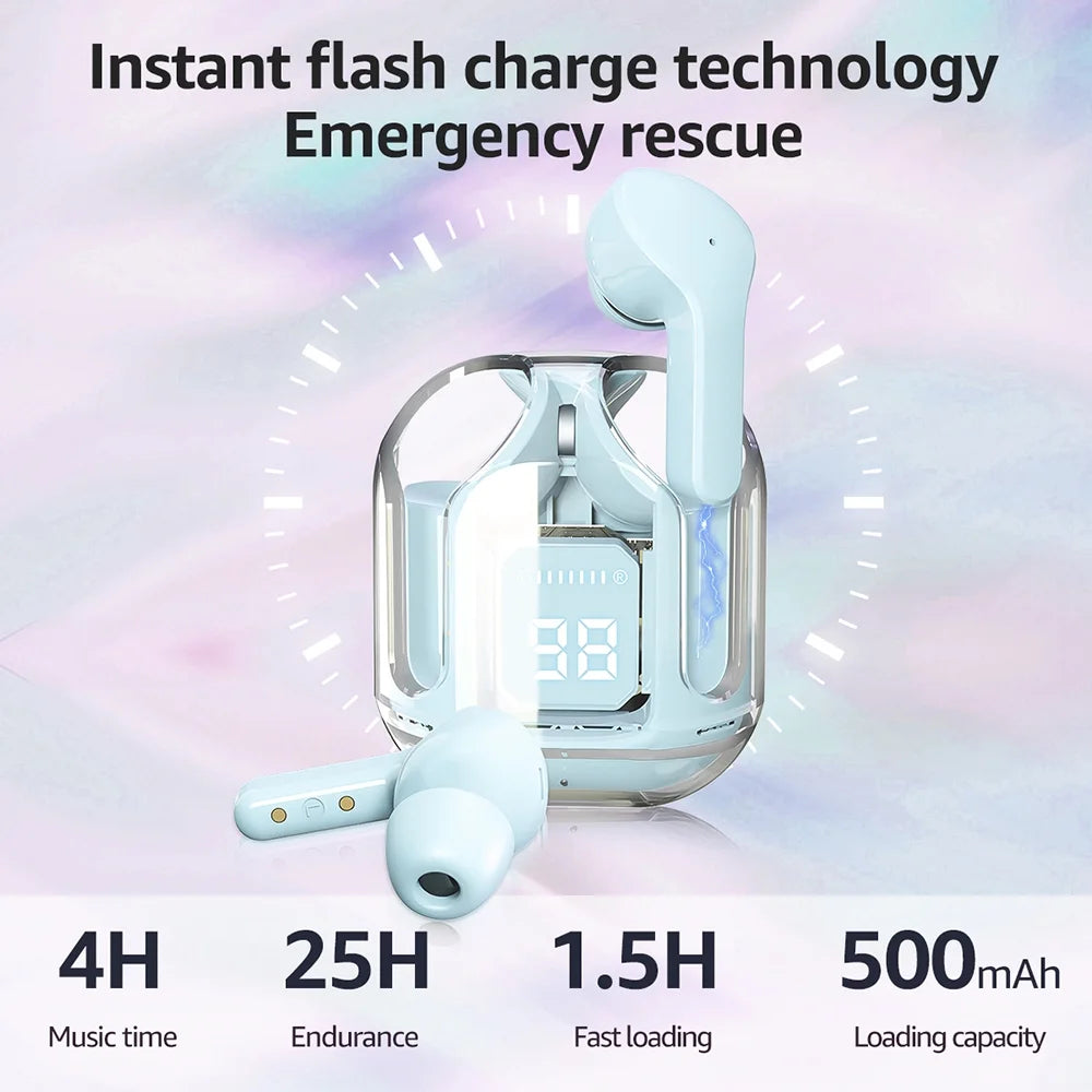 Bluetooth Headphones with Wireless Charging Case,Blue