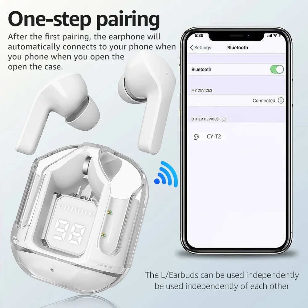 Bluetooth Headphones with Wireless Charging Case,White