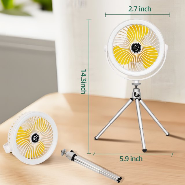 Camping Tent Fan with LED Lantern