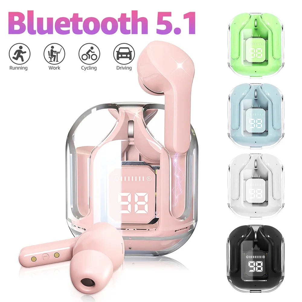 Bluetooth Headphones with Wireless Charging Case,Pink