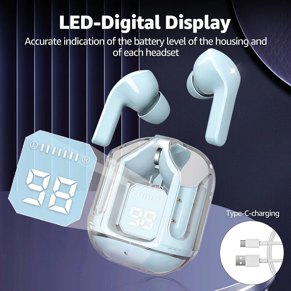 Bluetooth Headphones with Wireless Charging Case,Blue