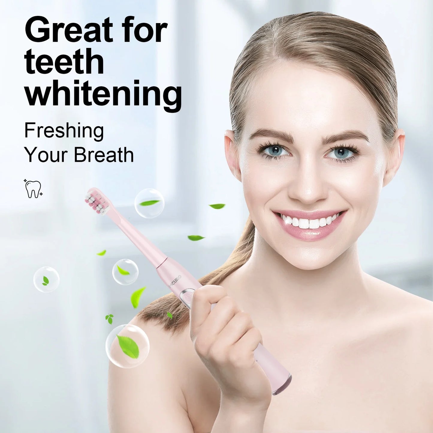 MCURO Sonic Electric Toothbrush for Adults - Rechargeable- Pink
