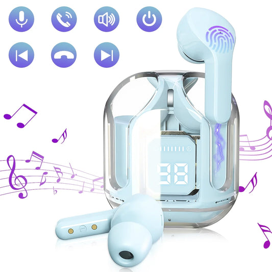 Bluetooth Headphones with Wireless Charging Case,Blue
