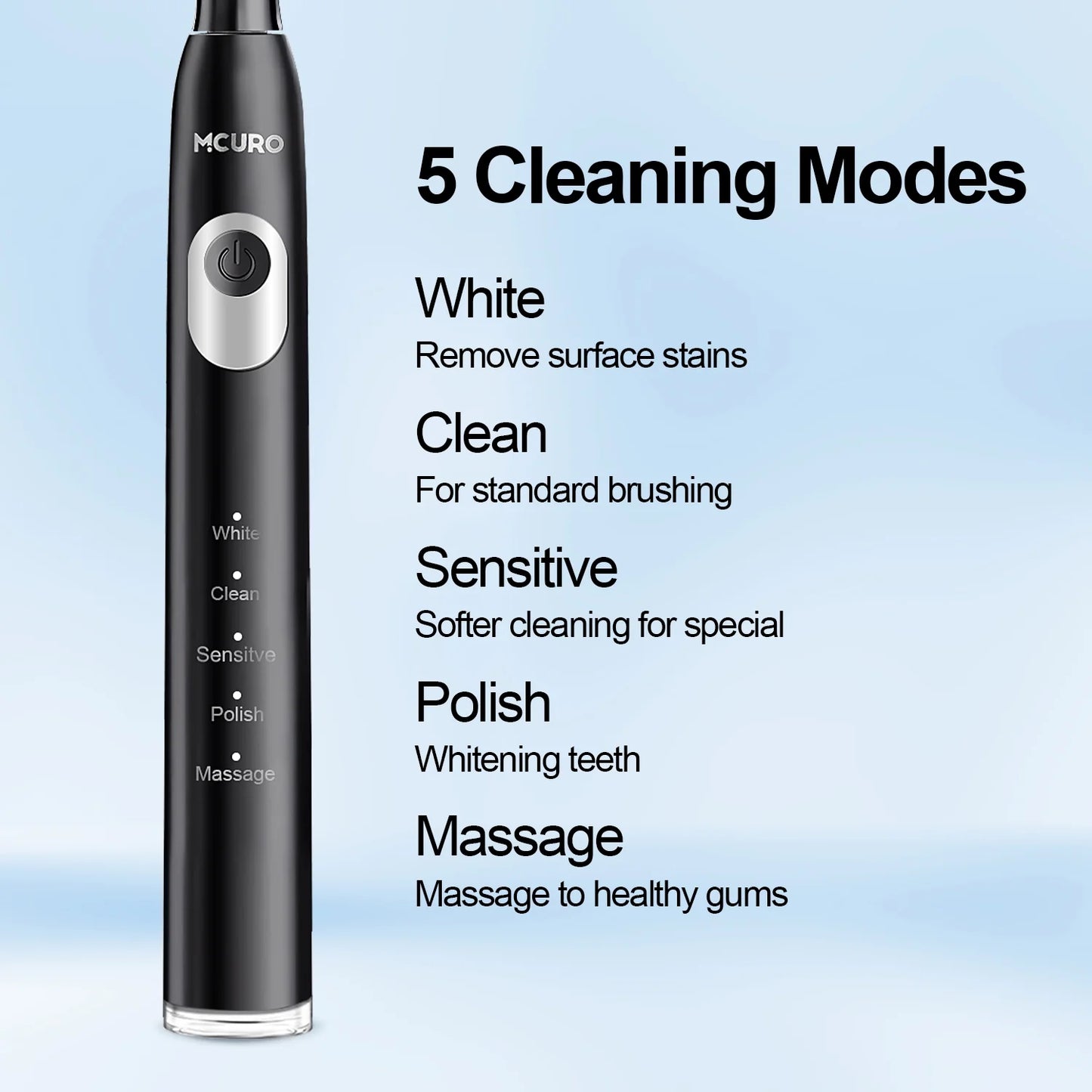 7MAGIC Electric Toothbrush, Sonic Electric Toothbrush for Adults, with 6 Brush Heads, 5 Modes, One Charge for 120 Days, Black