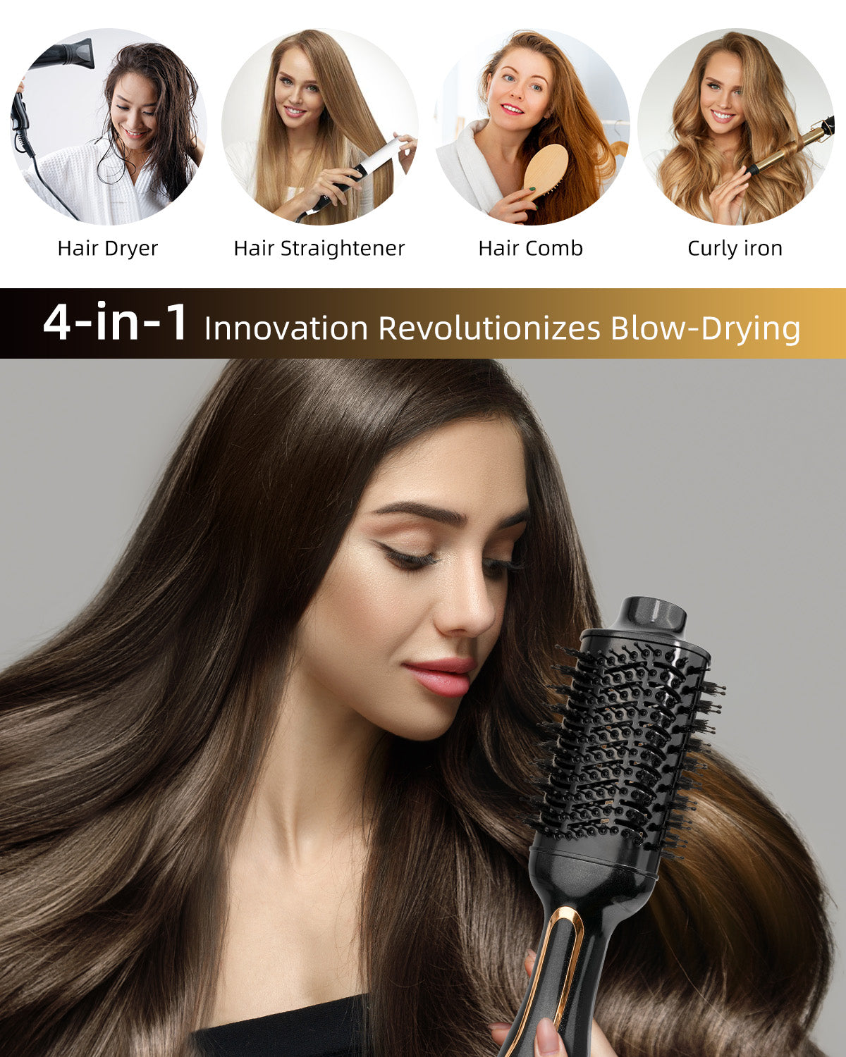 Upgraded Hot Air Brush 5 in 1 Hair Blow Dryer South Korea