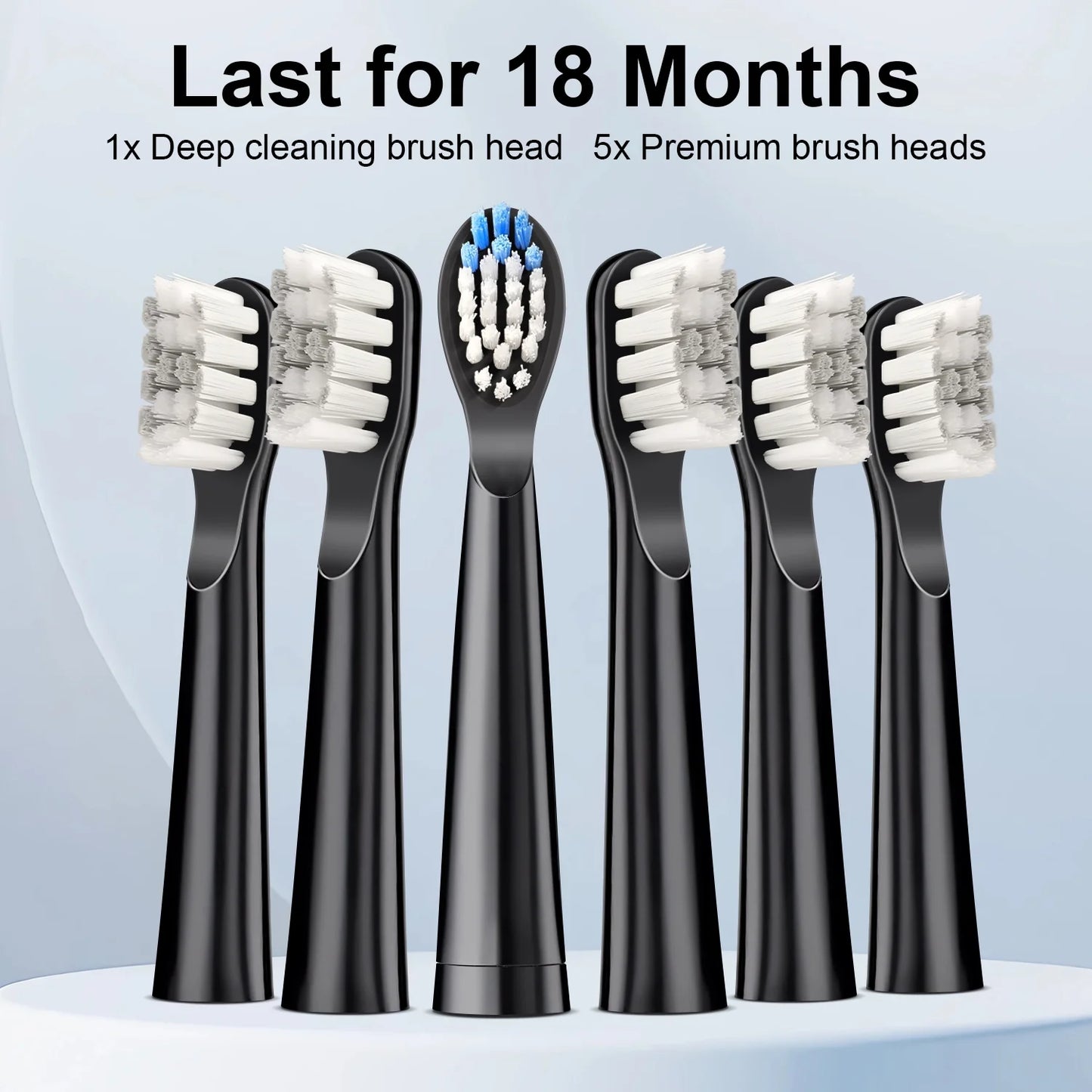 7MAGIC Electric Toothbrush, Sonic Electric Toothbrush for Adults, with 6 Brush Heads, 5 Modes, One Charge for 120 Days, Black