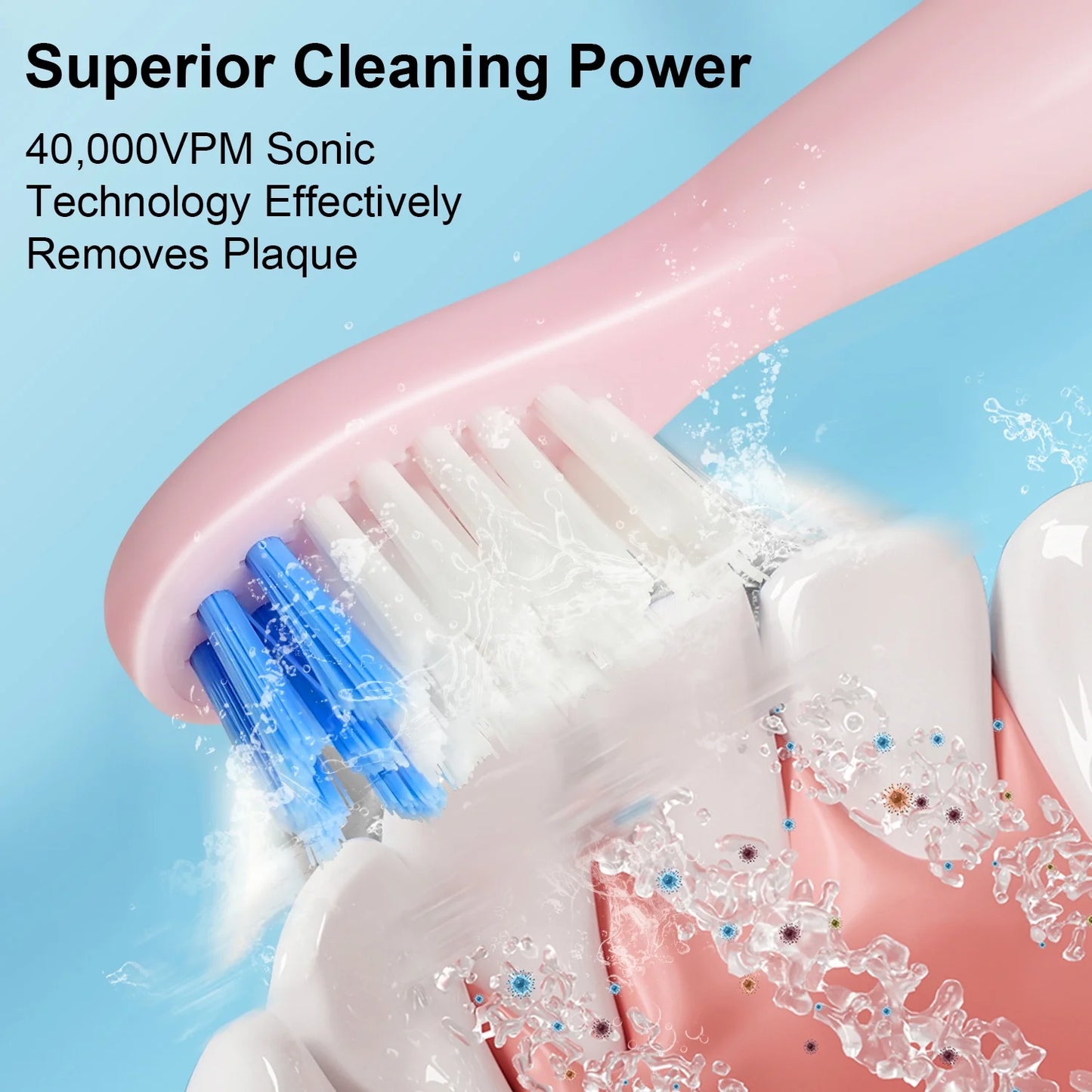 MCURO Sonic Electric Toothbrush for Adults - Rechargeable- Pink