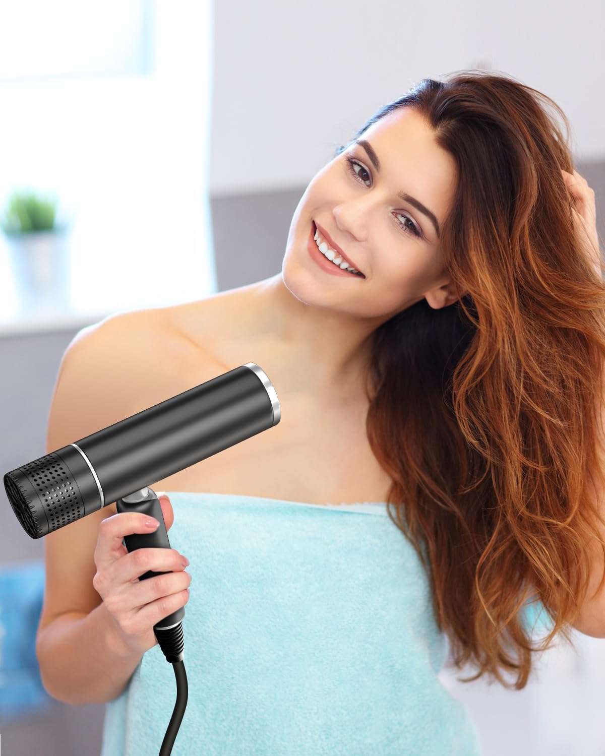 7MAGIC Foldable Hair Dryer, Powerful Ionic Blow Dryer for Fast Drying, Travel Hair Blow Dryer with Storage Bag, Lightweight Portable Hairdryer for Women, Cold/2 Heating/2 Speed Settings, Black