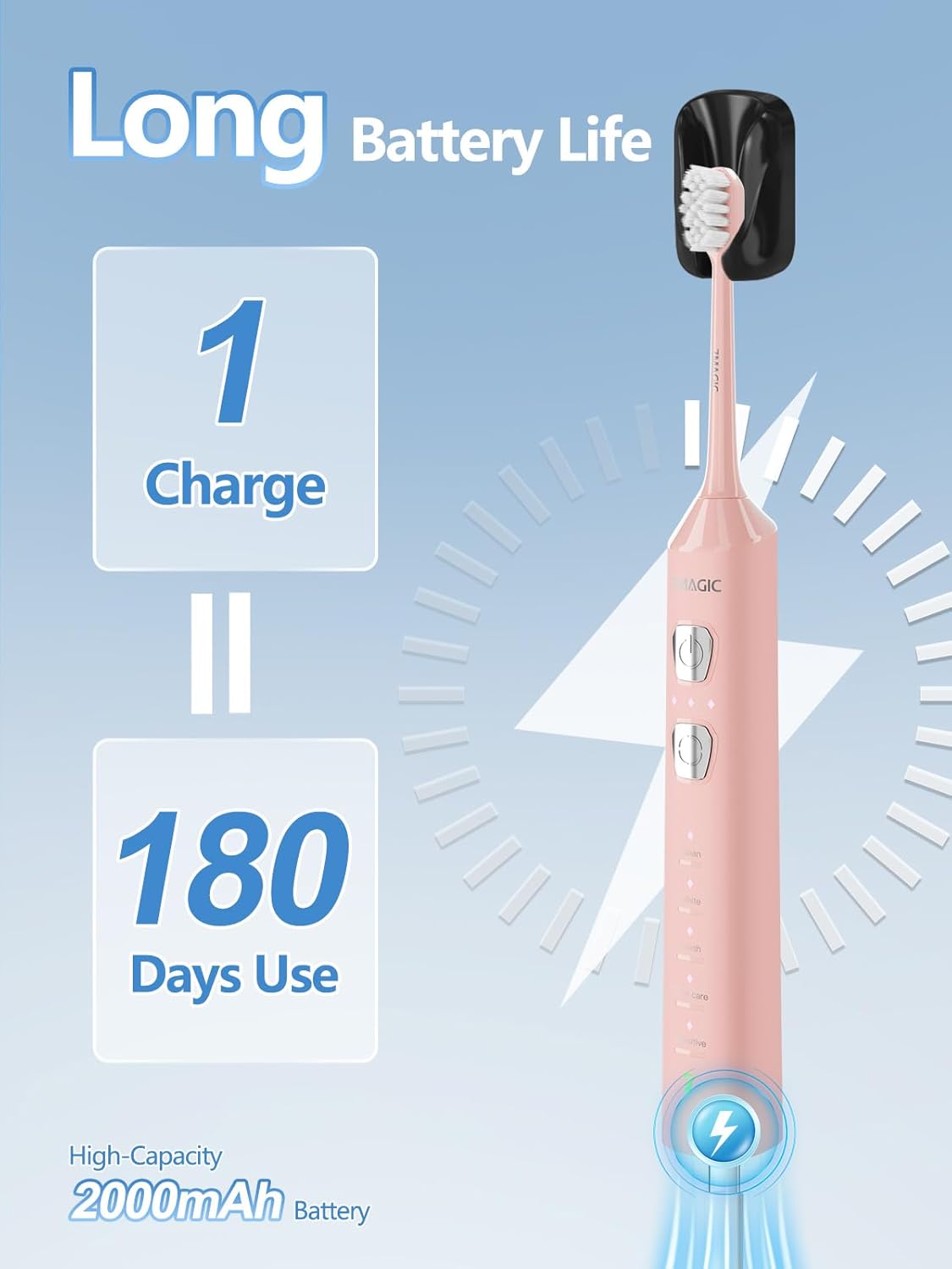 7MAGIC Sonic Electric Toothbrush | 180-Day Battery & 8 Brush Heads 7magicclub 7MAGIC Sonic Electric Toothbrush | 180-Day Battery & 8 Brush Heads 7magicclub