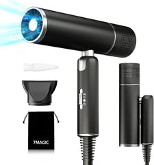 7MAGIC Foldable Hair Dryer, Powerful Ionic Blow Dryer for Fast Drying, Travel Hair Blow Dryer with Storage Bag, Lightweight Portable Hairdryer for Women, Cold/2 Heating/2 Speed Settings, Black