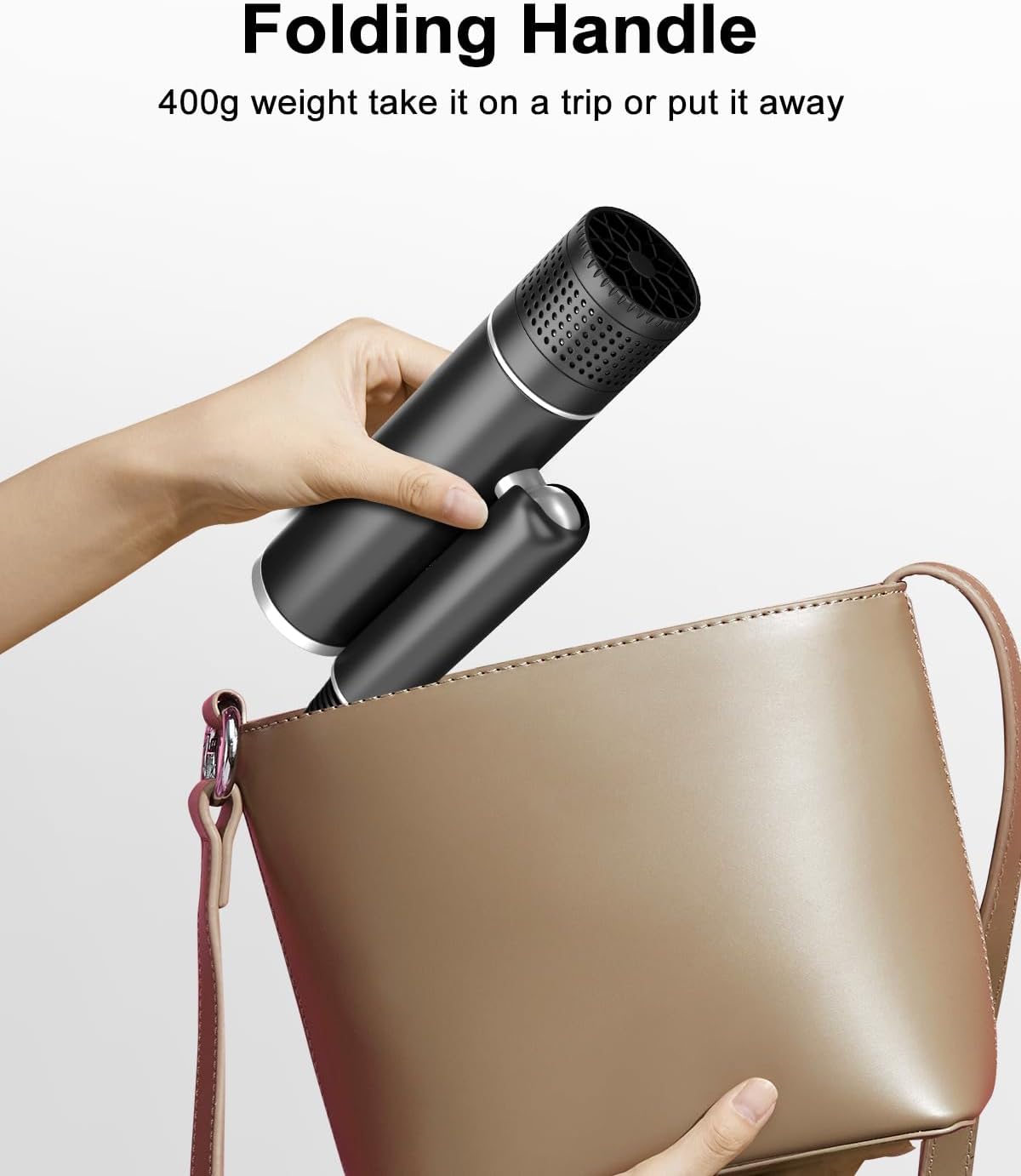 7MAGIC Foldable Hair Dryer, Powerful Ionic Blow Dryer for Fast Drying, Travel Hair Blow Dryer with Storage Bag, Lightweight Portable Hairdryer for Women, Cold/2 Heating/2 Speed Settings, Black