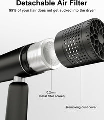 7MAGIC Foldable Hair Dryer, Powerful Ionic Blow Dryer for Fast Drying, Travel Hair Blow Dryer with Storage Bag, Lightweight Portable Hairdryer for Women, Cold/2 Heating/2 Speed Settings, Black