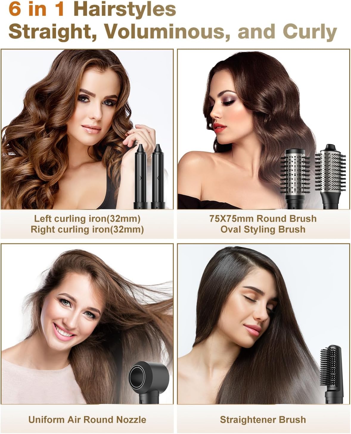 Hair Dryer Brush & 6 in 1 Hair Styler