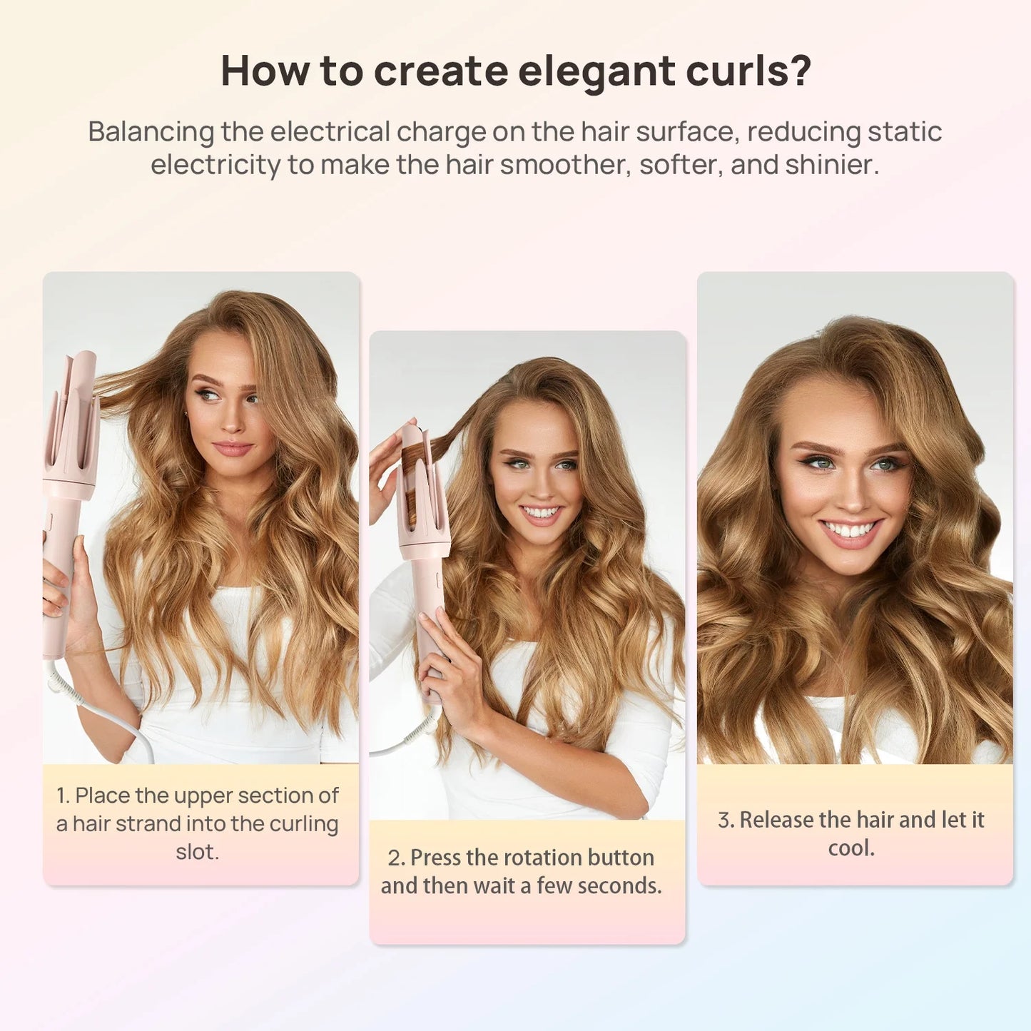 7MAGIC Auto Hair Curler, Automatic Curling Iron with 4 Temperature & 3 Timer