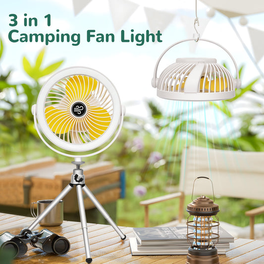 Camping Tent Fan with LED Lantern
