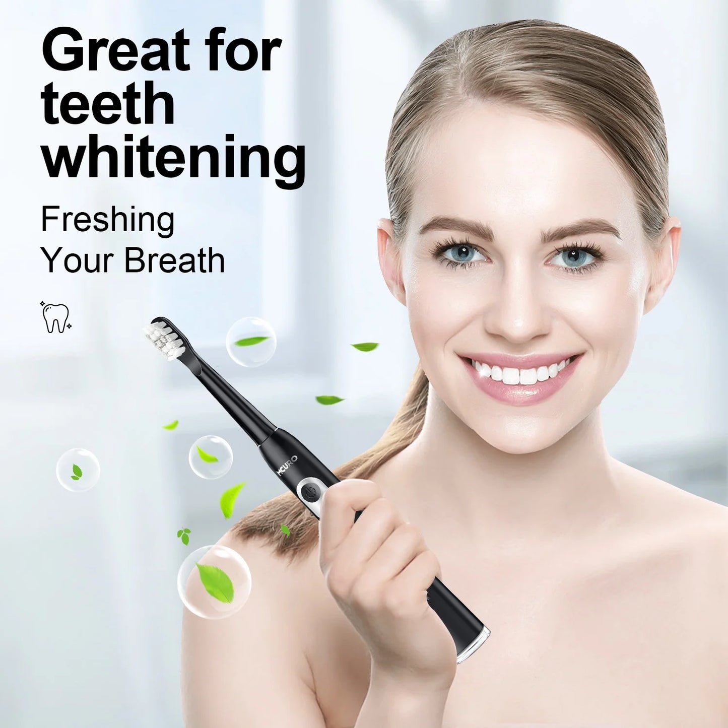 7MAGIC Electric Toothbrush, Sonic Electric Toothbrush for Adults, with 6 Brush Heads, 5 Modes, One Charge for 120 Days, Black