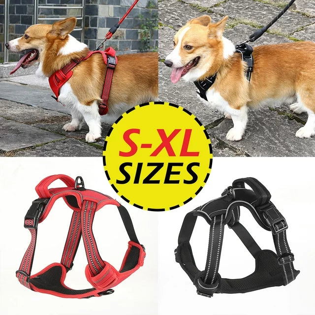 Dog Harness, No Pull Dog Harness, Pet Harness with 2 Leash Clips（RED）