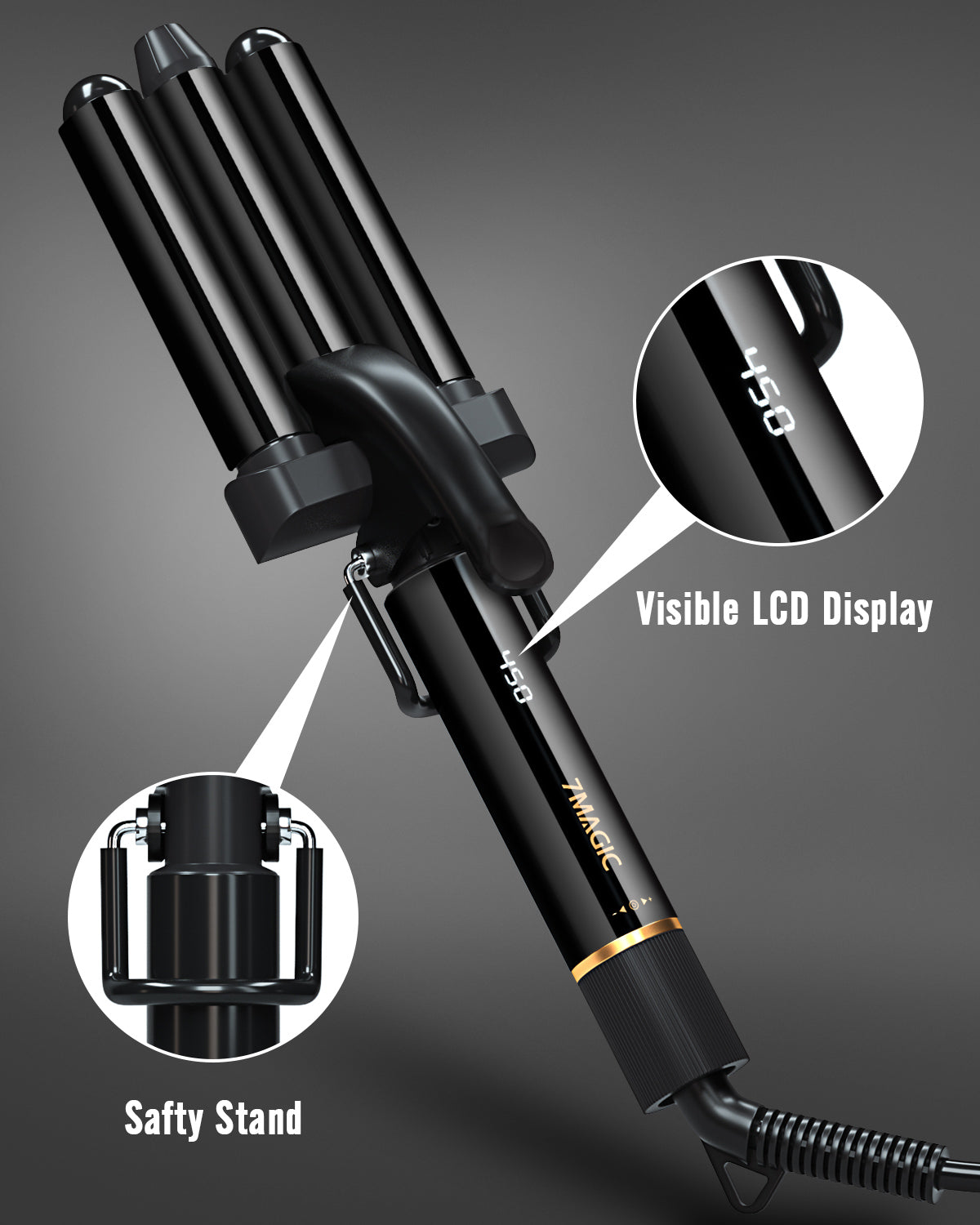 3 Barrel Hair Waver Black