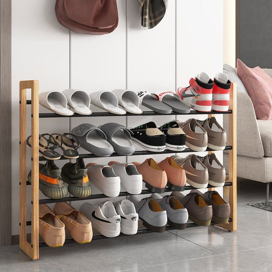 4-Tier Expandable Shoe Rack, Adjustable Shoes Organizer Storage Shelf