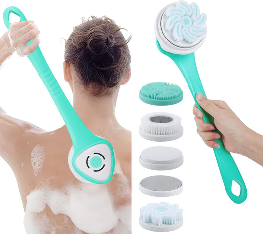Electric Shower Body Brush, 5 in 1 Back Brush Long Handle for Shower Brush